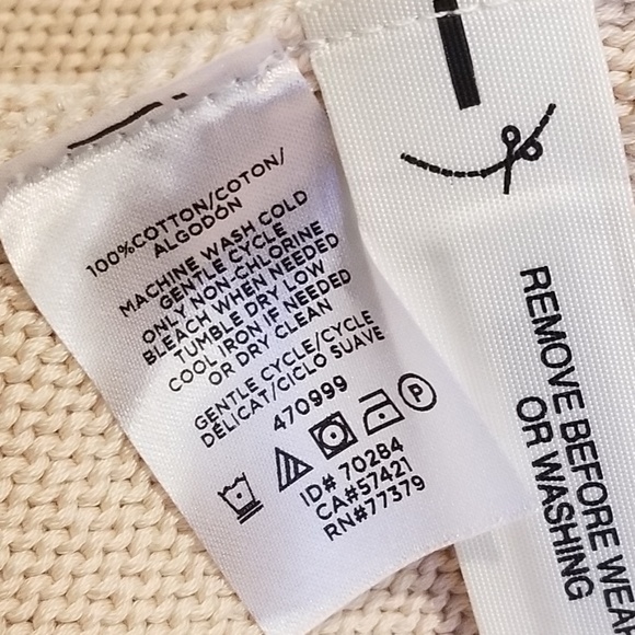 Ann Taylor Cream Ribbed Trim Cardigan XL - Picture 6 of 6